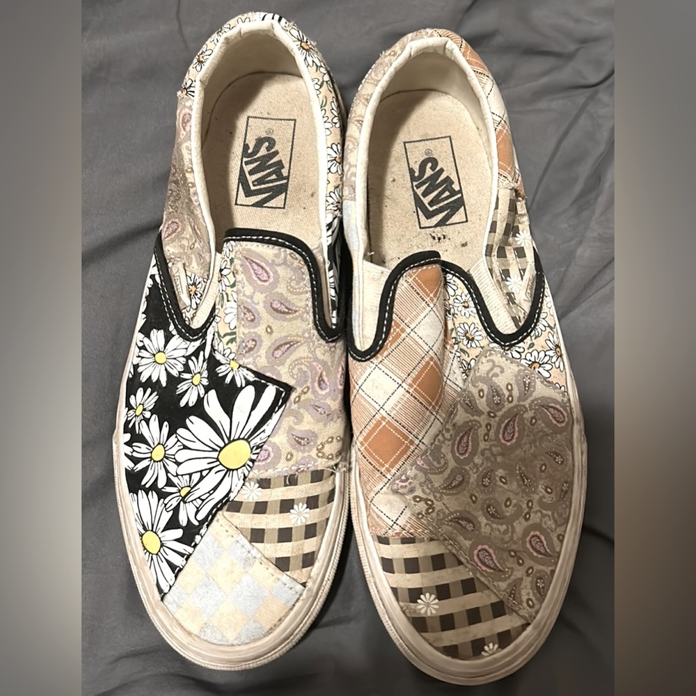 Patchwork Vans, Sunflower, Paisley, and Plaid print